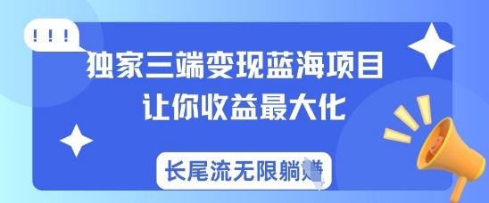 独家三端变现蓝海项目，让你收益最大化，长尾流无限躺挣-爱找项目网