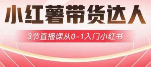 小红薯达人带货启航计划，3节直播课从0-1入门小红书-爱找项目网