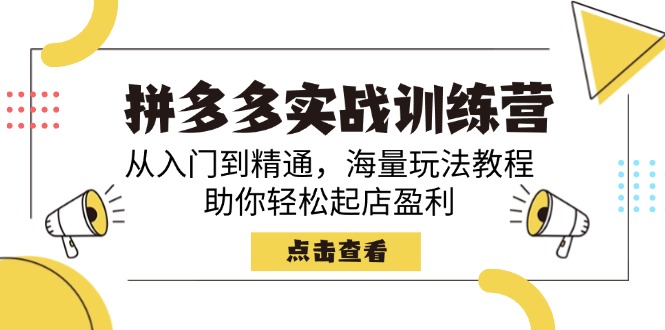 拼多多实战训练营，从入门到精通，海量玩法教程，助你轻松起店盈利-爱找项目网