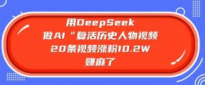 用DeepSeek做AI“复活历史人物”视频，20条视频涨粉10.2W，挣麻了-爱找项目网