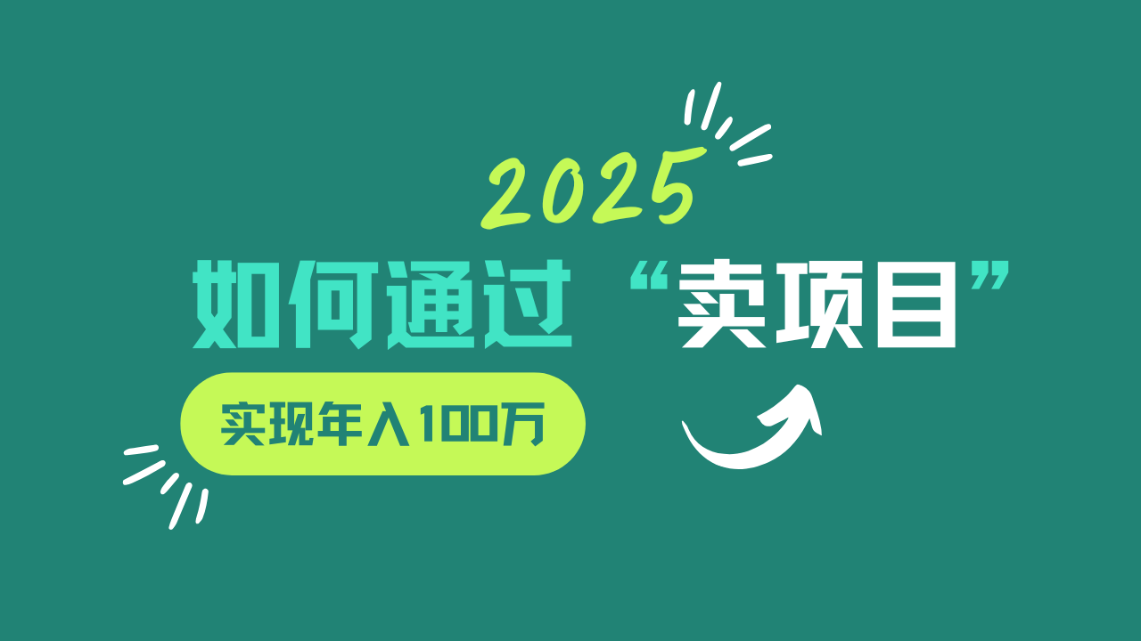 2025年如何通过“卖项目”实现年入100w-爱找项目网