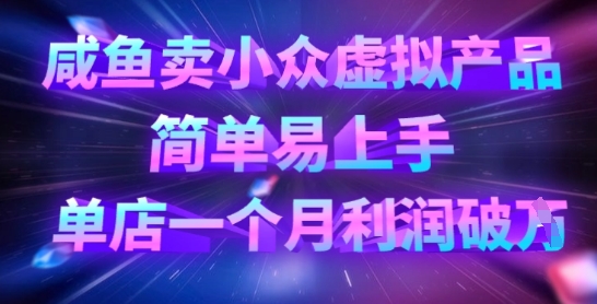 咸鱼卖小众虚拟产品，简单易上手，单店一个月利润破W-爱找项目网