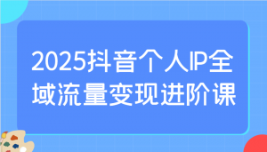 2025抖音个人IP全域流量变现进阶课:选爆品、抖音付费投流、千川投流实操及优化等-爱找项目网