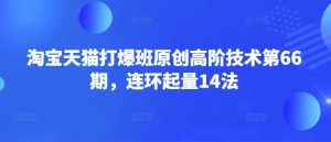 淘宝天猫打爆班原创高阶技术第66期，连环起量14法-爱找项目网