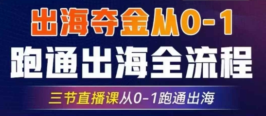 2025出海夺金从0-1跑通出海全流程，三节直播课从0-1跑通出海，教你用AI跑通全流程-爱找项目网