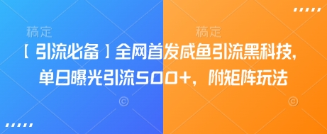 【引流必备】全网首发咸鱼引流黑科技，单日曝光引流500+，附矩阵玩法【揭秘】-爱找项目网