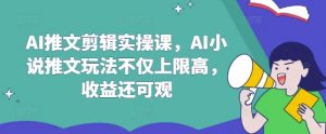 AI推文剪辑实操课，AI小说推文玩法不仅上限高，收益还可观-爱找项目网