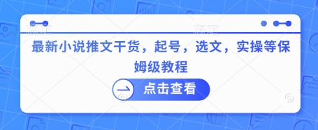 最新小说推文干货，起号，选文，实操等保姆级教程-爱找项目网