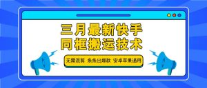 三月最新快手同框搬运技术，无需混剪 条条出爆款 安卓苹果通用-爱找项目网