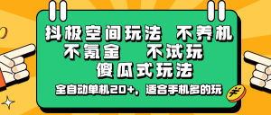 抖极空间玩法，不养机，不氪金，不试玩，傻瓜式玩法，全自动单机20+，适合手机多的玩-爱找项目网