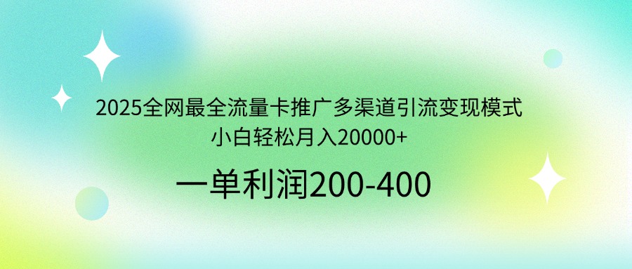 2025全网最全流量卡推广多渠道引流变现模式，小白轻松月入20000+-爱找项目网