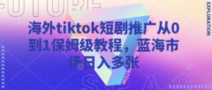 海外tiktok短剧推广从0到1保姆级教程，蓝海市场日入多张-爱找项目网