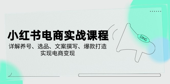 小红书电商实战课程，详解养号、选品、文案撰写、爆款打造，实现电商变现-爱找项目网