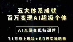 五大体系成就百万变现AI超级个体- AI流量变现特训营，一步一步教你一个人怎么年入百W-爱找项目网