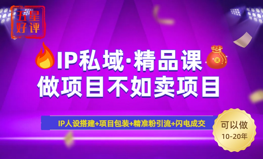 2025年“IP私域·密训精品课”，日赚3000+小白避坑年赚百万，暴力引流…-爱找项目网
