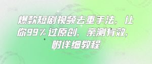 爆款短剧视频去重手法，让你99%过原创，亲测有效，附详细教程-爱找项目网