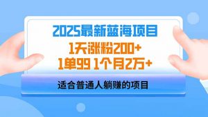 2025蓝海项目 1天涨粉200+ 1单99 1个月2万+-爱找项目网