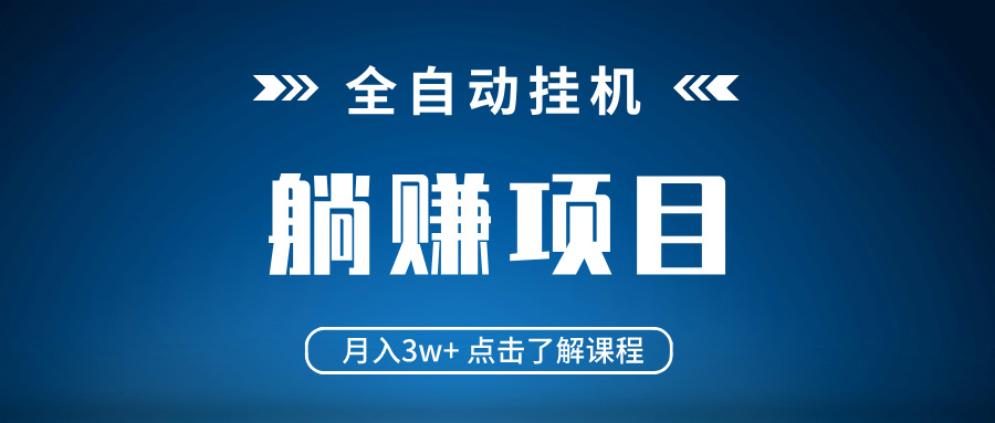 全自动挂机项目 月入3w+ 真正躺平项目 不吃电脑配置 当天见收益-爱找项目网
