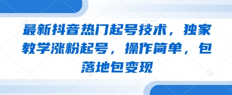 最新抖音热门起号技术，独家教学涨粉起号，操作简单，包落地包变现-爱找项目网
