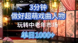 用Ai制作Q版戏剧人物手把手教你吃透中老年经济，5分钟一个成品，多渠道变现-爱找项目网