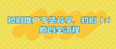 短剧推广干货分享，豹剧 1:1原创全流程-爱找项目网