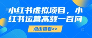 小红书虚拟项目，小红书运营高频一百问【文档】-爱找项目网