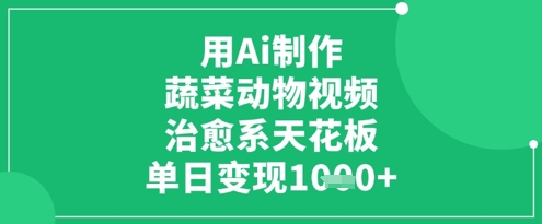 用Ai制作蔬菜动物视频，治愈系天花板，单日变现1k-爱找项目网