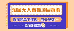 淘宝无人直播项目拆解，操作简单不违规，当天见效 日入300+新赛道-爱找项目网