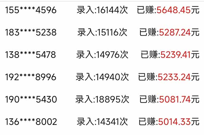 信息录入，几秒一单，只需一部手机，小白轻松上手，日入500＋-爱找项目网