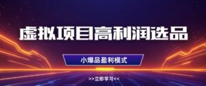 虚拟项目高利润选品方法，做好单店利润1W+，可多店倍增利润-爱找项目网