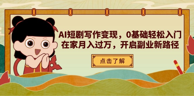 AI短剧写作变现，0基础轻松入门，在家月入过万，开启副业新路径-爱找项目网