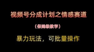 视频号分成计划之情感赛道暴力玩法，可批量操作，保姆级教学-爱找项目网