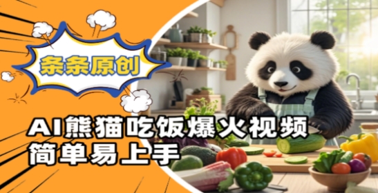 Ai熊猫吃饭爆火视频，条条原创，简单易上手-爱找项目网