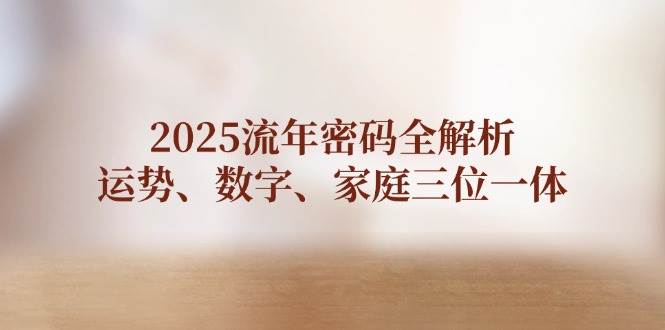 2025流年密码全解析，运势、数字、家庭三位一体-爱找项目网