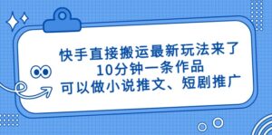 快手直接搬运最新玩法来了，10分钟一条作品，可以做小说推文、短剧推广...-爱找项目网