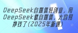 DeepSeek自媒体轻创业，用DeepSeek做自媒体，太容易挣钱了(2025年新课)-爱找项目网