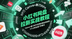 小红书网盘拉新实战教程，Canva+影刀RPA实现内容全自动化，1个小时生成7天笔记-爱找项目网