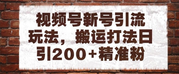 视频号新号引流玩法，搬运打法日引200+精准粉，可矩阵放大【揭秘】-爱找项目网