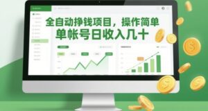 全自动挣钱项目，操作简单，单帐号日收入几十-爱找项目网
