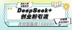 DeepSeek+创业粉精准引流，全新分享课4.0玩法，AI矩阵日引300+，多种变现方式，稳定月入1W-爱找项目网