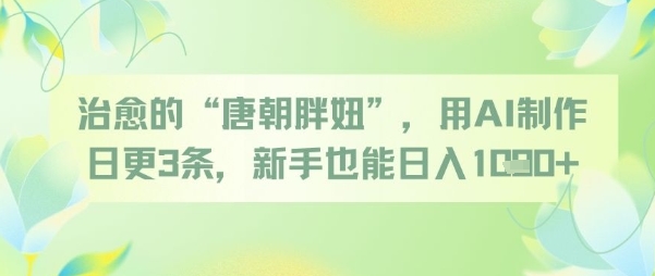 治愈的“唐朝胖妞”，用AI制作日更3条，新手也能日入多张-爱找项目网