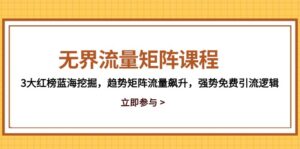无界流量矩阵课程，3大红榜蓝海挖掘，趋势矩阵流量飙升，强势免费引流逻辑-爱找项目网