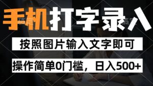 纯手机打字录入项目，按照图片的字输入即可 ，操作简单零门槛24小时都可以做-爱找项目网