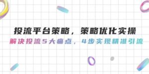投流平台策略，策略优化实操，解决投流5大痛点，4步实现精准引流-爱找项目网
