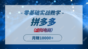 拼多多虚拟电商，零基础实战教学，快速打爆商品，新手也能月入10000+-爱找项目网