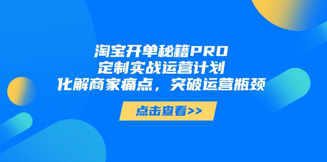 淘宝开单秘籍PRO，定制实战运营计划，化解商家痛点，突破运营瓶颈-爱找项目网