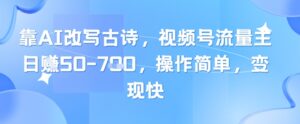 靠AI改写古诗，视频号流量主日入几张，操作简单，变现快-爱找项目网