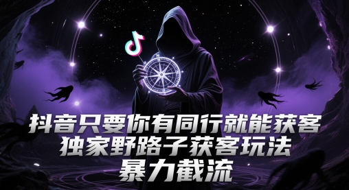 抖音只要你有同行就能获客，独家野路子获客玩法，暴力截流【揭秘】-爱找项目网