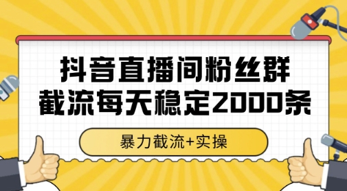 抖音直播间粉丝群暴力截流，一台电脑每天稳定2000条数据，暴力截流+实操 【揭秘】-爱找项目网