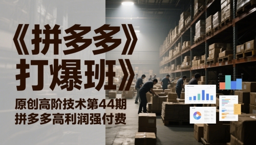 《拼多多打爆班》原创高阶技术第44期，拼多多高利润强付费-爱找项目网